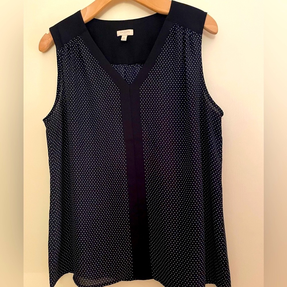 Talbots Navy Dotted Top